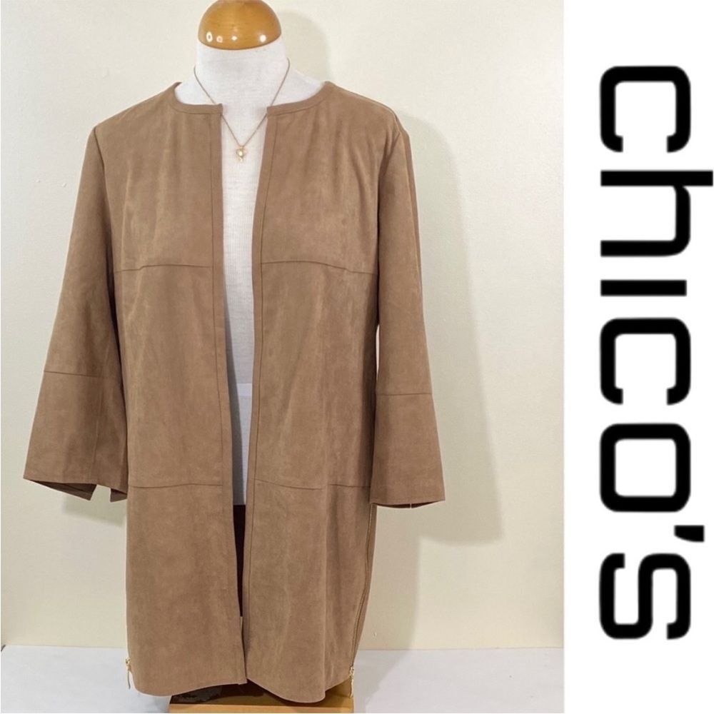 Chico's Women's Faux Suede Jacket in Biscotti Size 1/ US M-8
